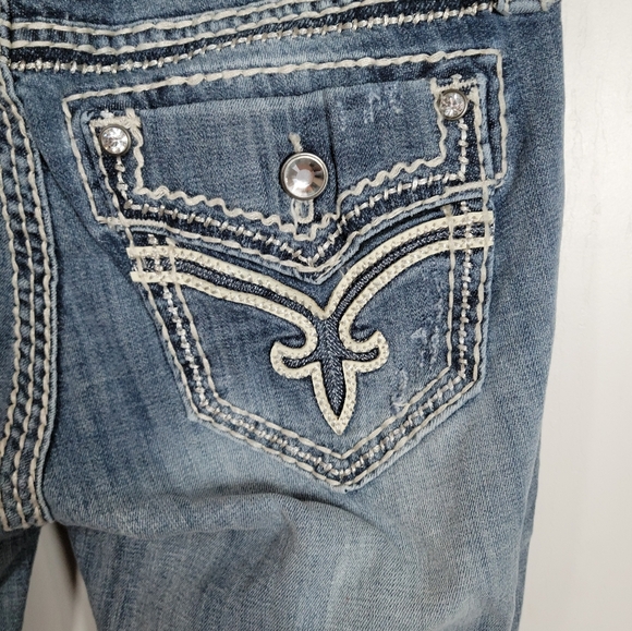 Rock Revival Donna Bootcut Low Rise Jeans Size 28 Distressed Denim - Picture 10 of 11